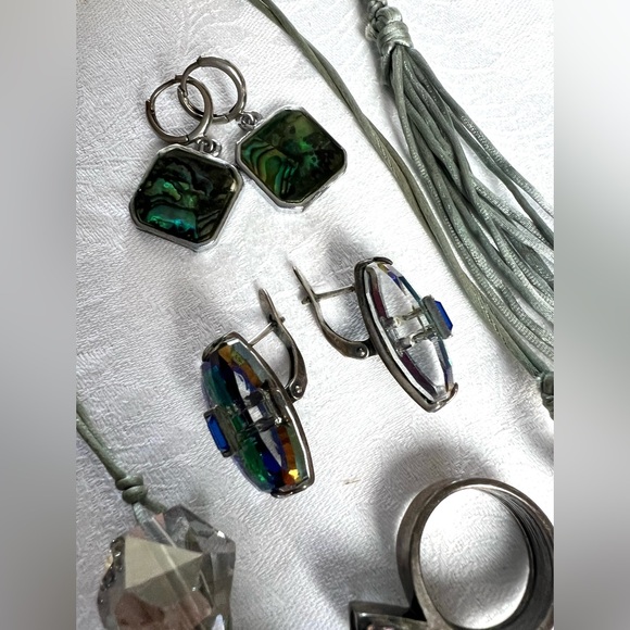 Silver Tone Jewelry Lot — Necklaces, Bracelets, Earrings, Brooches Set - Picture 3 of 16